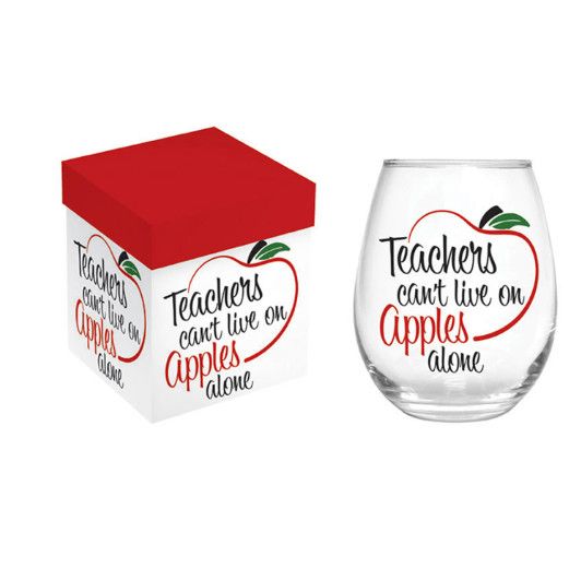 Teachers Stemless Glass, 17oz, Gift Box