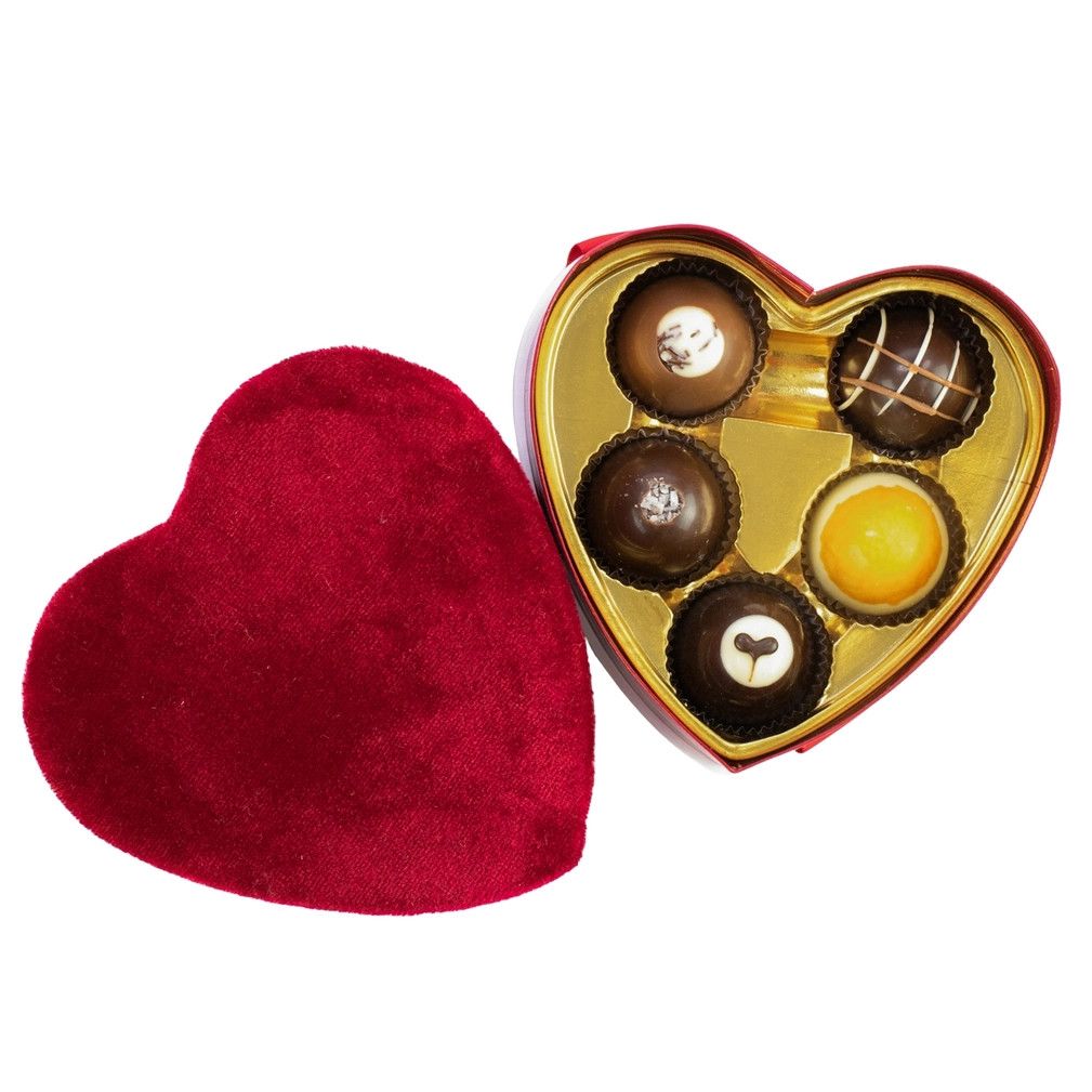 Valentine&#39;s Day Assorted Chocolate Truffles: Heart Box | 5- Piece