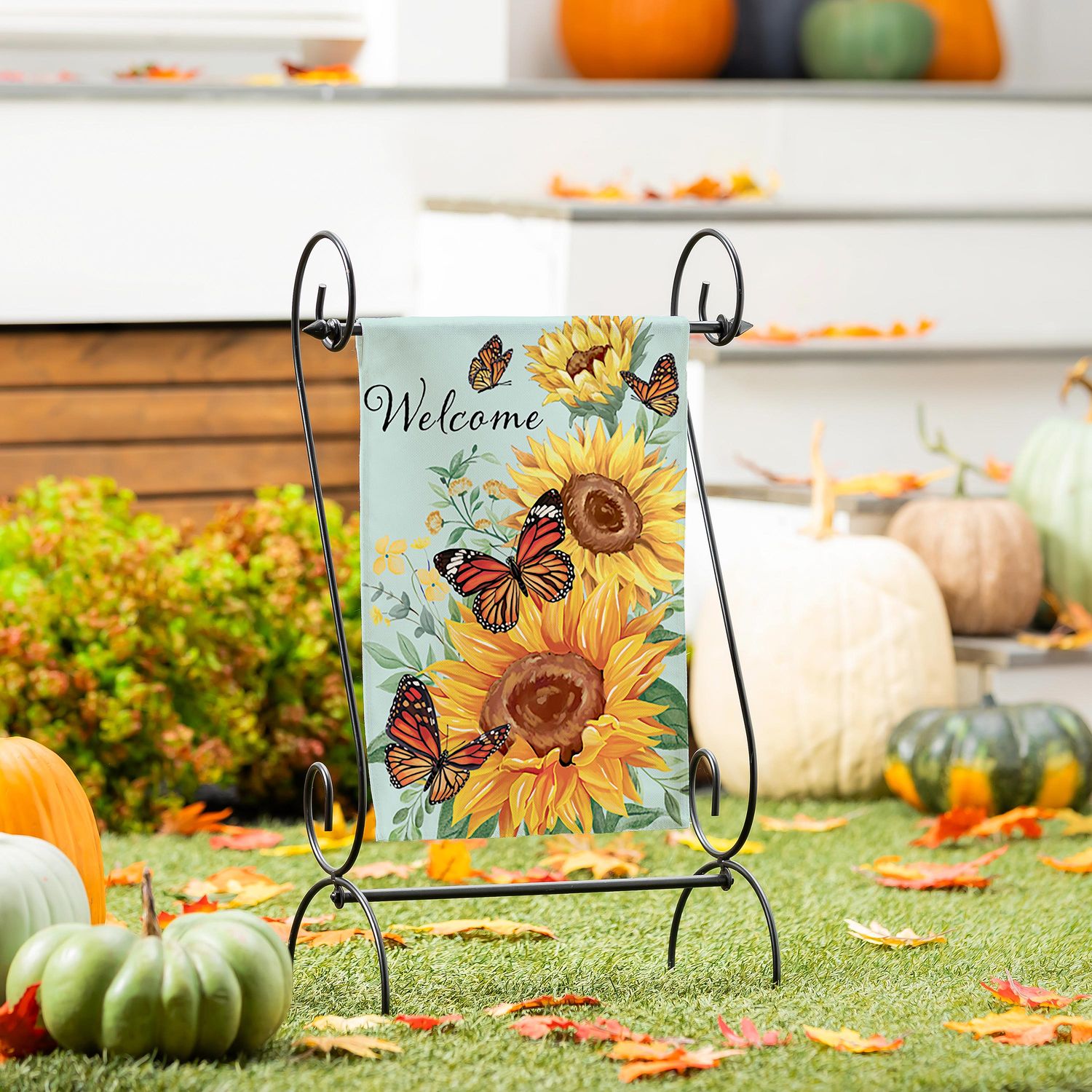 Butterfly Glow Burlap Garden Flag