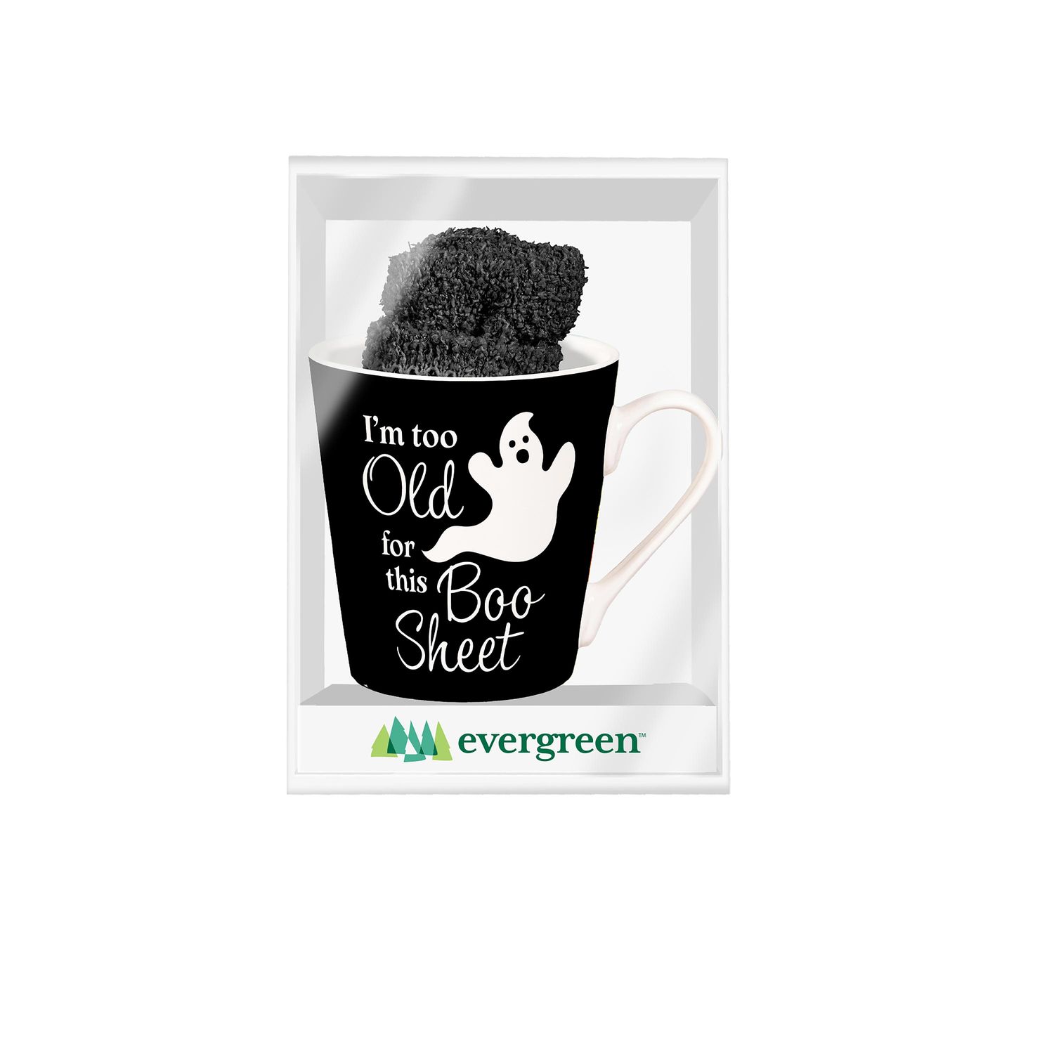 I&#39;m Too Old For This Boo Sheet Ceramic Flare Cup and Black Socks Gift Set, 12oz, Gift Box