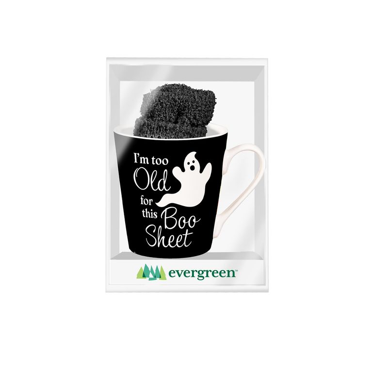 I&#39;m Too Old For This Boo Sheet Ceramic Flare Cup and Black Socks Gift Set, 12oz, Gift Box