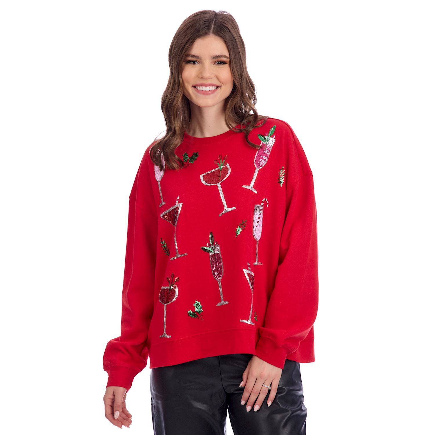 Red Holiday Sparkle Sweatshirt - Medium/Large