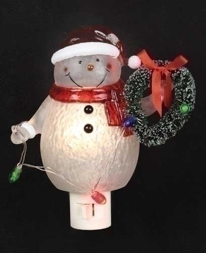 6.5&quot;H SNOWMAN W/ WREATH NIGHT LIGHT