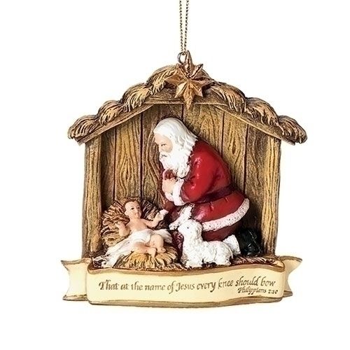 3.5&quot;H KNEELING SANTA ORNAMENT