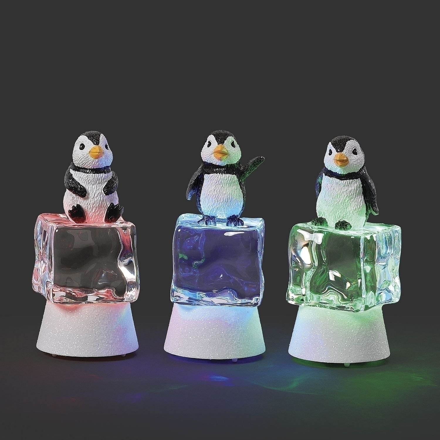 4&quot;H 3A LIGHTED PENGUIN ON ICE CUBES