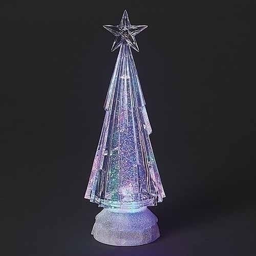 9.5&quot;H LIGHTED SWIRL TREE MULTICOLOR; CHISELED DESI