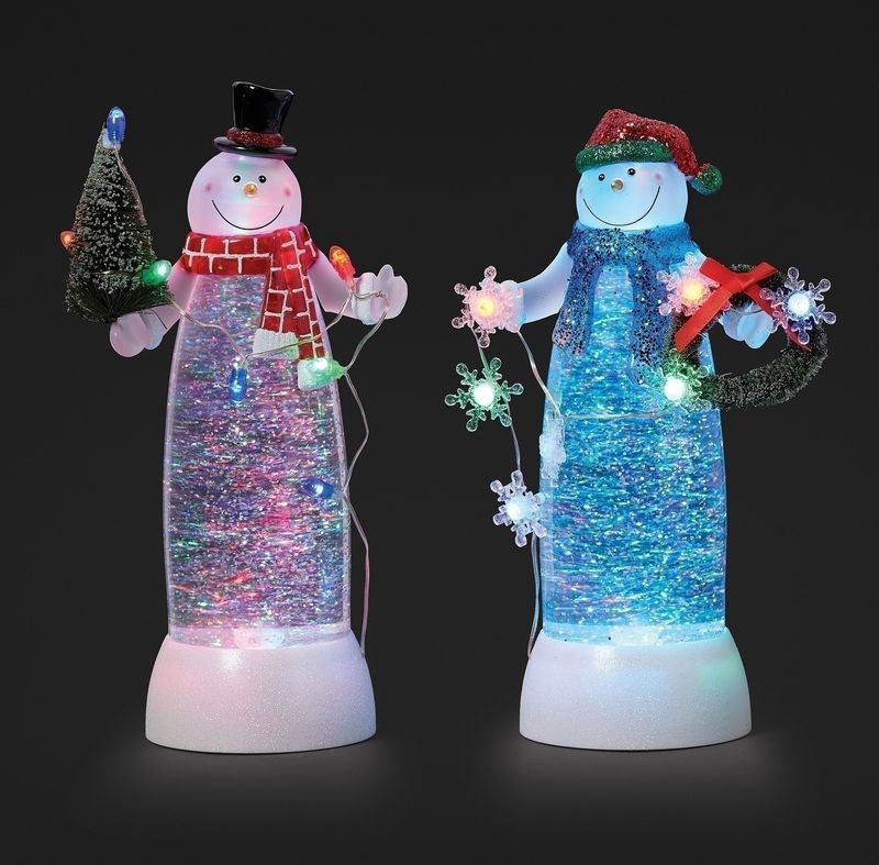 10.5&quot;H LIGHTED SWIRL SNOWMAN 2A TREE/WREATH; STRIN