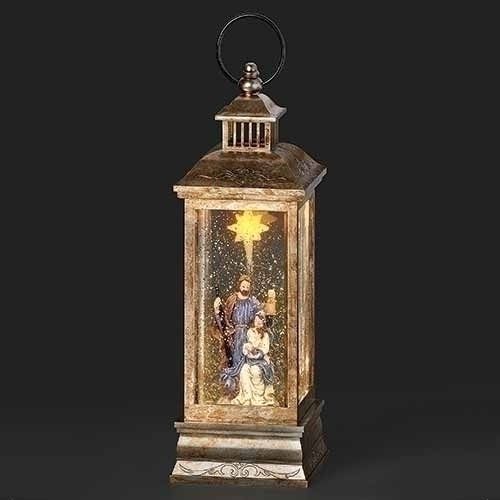 11&quot;H LIGHTED SWIRL LANTERN LIT STAR, HOLY FAMILY