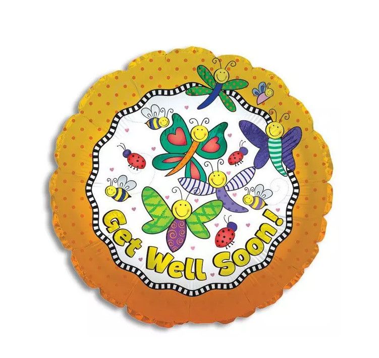 18&quot; Get Well Soon Butterflies Balloon
