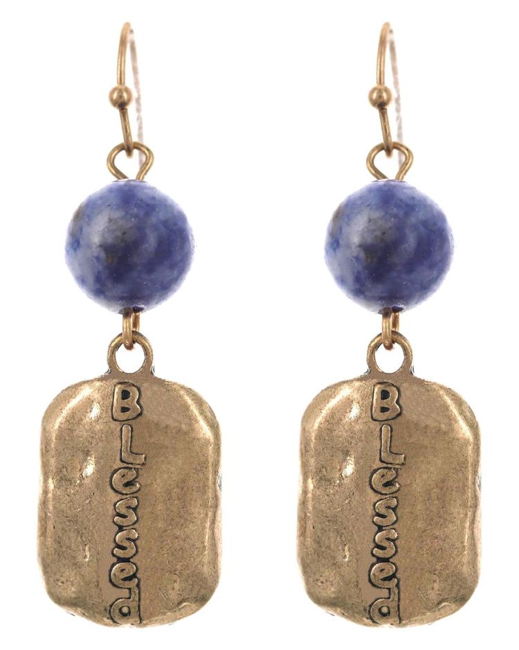 Natural Stone Metal Dangle Earring Set