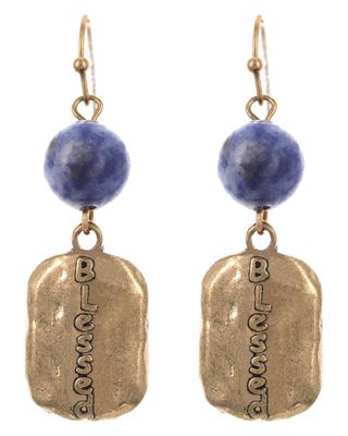 Natural Stone Metal Dangle Earring Set