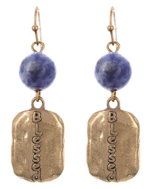Natural Stone Metal Dangle Earring Set