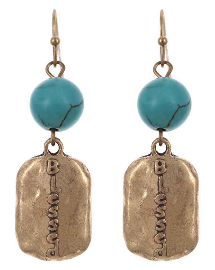 Natural Stone Metal Dangle Earring Set