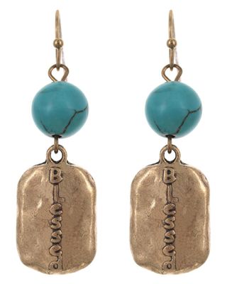 Natural Stone Metal Dangle Earring Set
