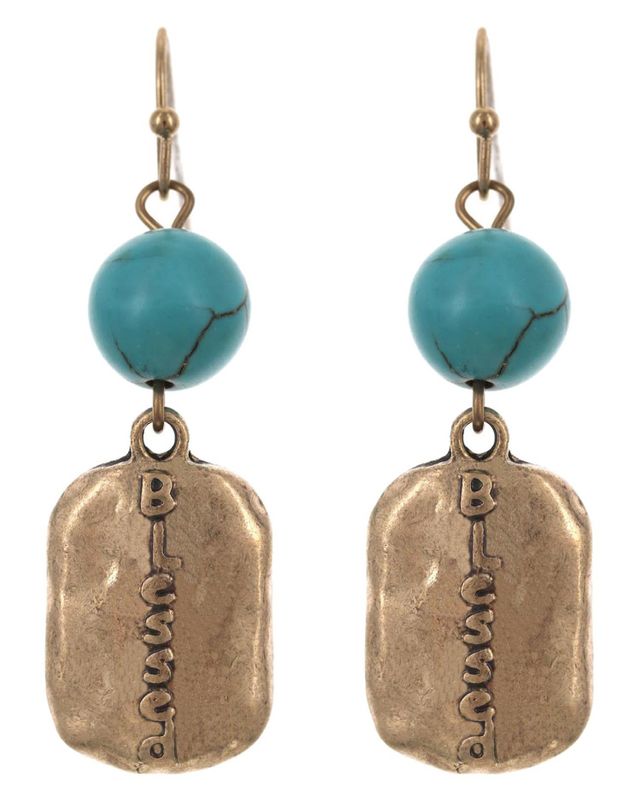 Natural Stone Metal Dangle Earring Set