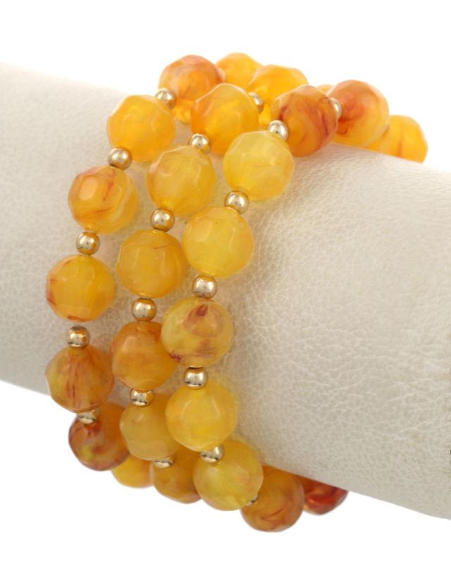 Multi Row Beaded Acrylic Stretch Bracelet