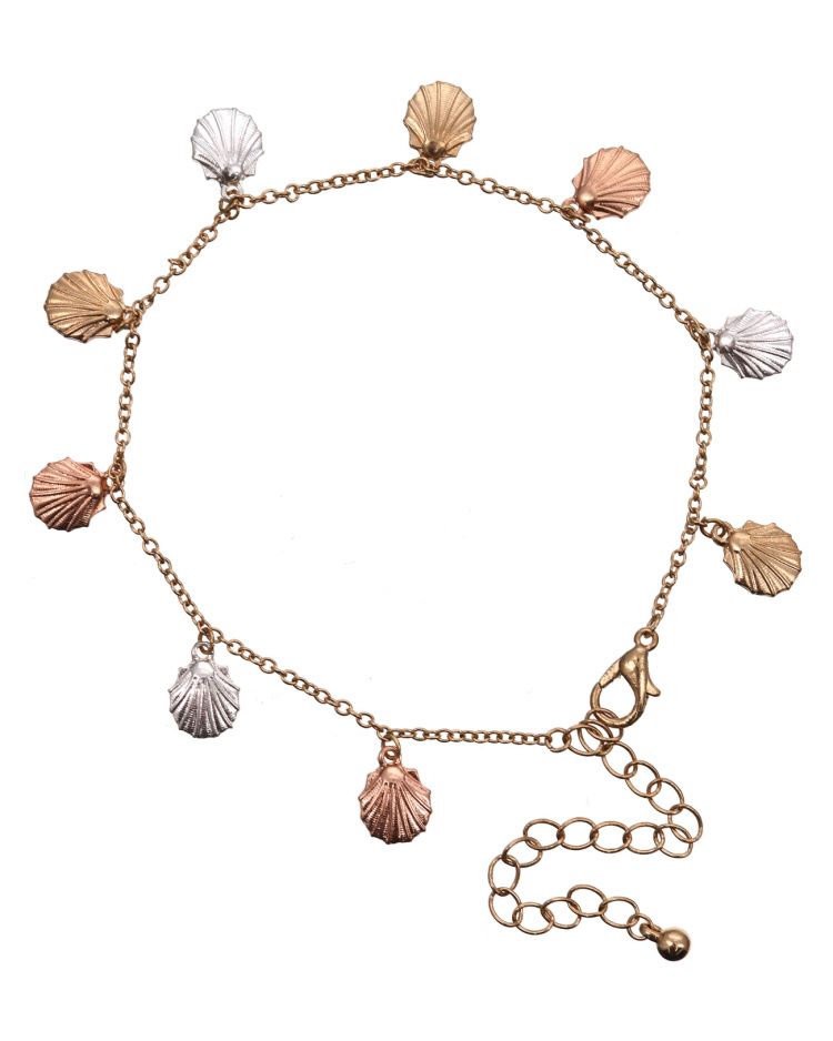 Sea Life Shell Metal Anklet