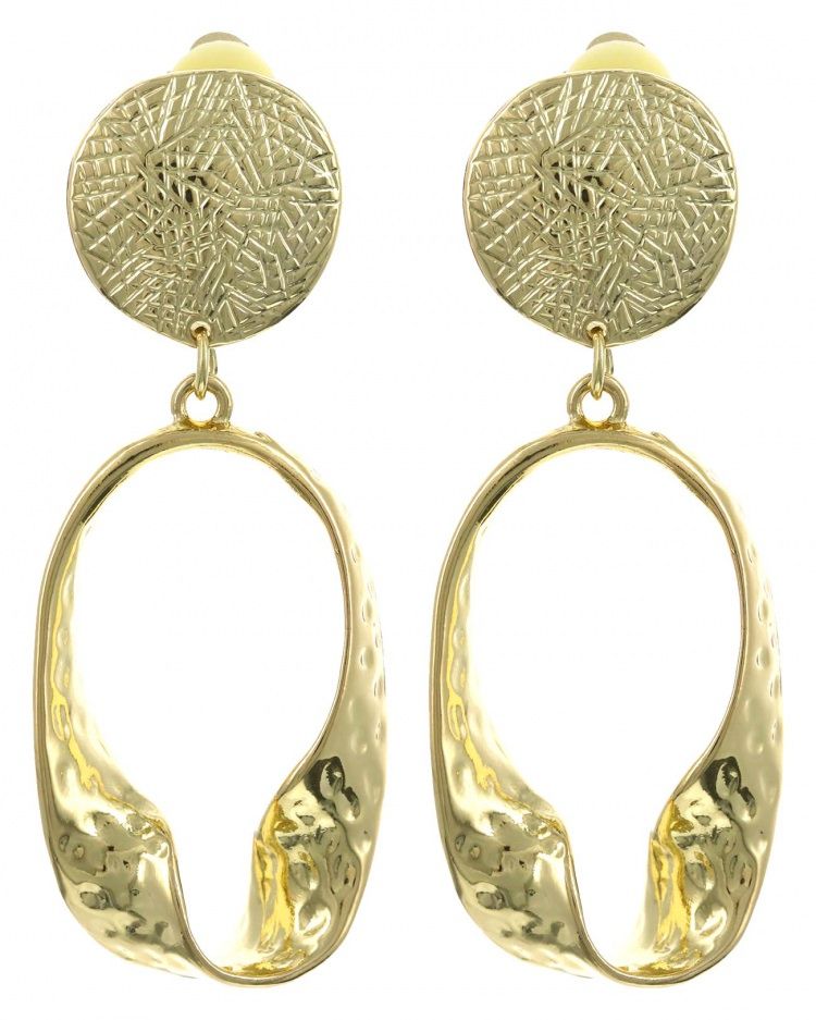 Hammered Metal Oval Dangle Earring Set