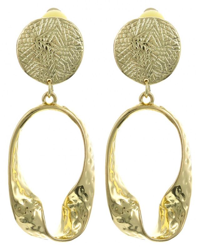 Hammered Metal Oval Dangle Earring Set