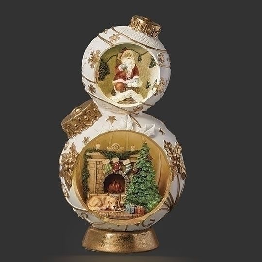 15&quot;H LIGHTED ORNAMENT STACK SANTA / FIREPLACE