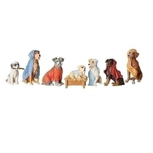 3.5&quot;H 7 PC SET CANINE CRECHE W/ BLANKET ROBES