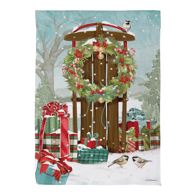 Christmas Sled Suede Garden Flag