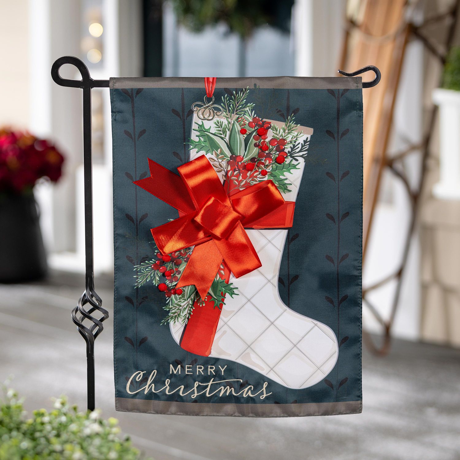 Christmas Stocking Applique Garden Flag