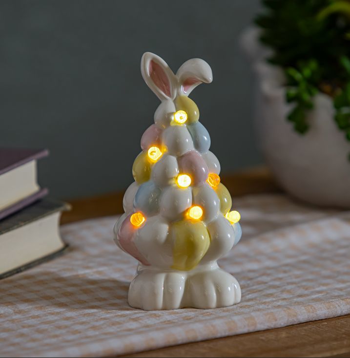 Bunny Blooms LED Table Decor Ceramic Easter Bunny