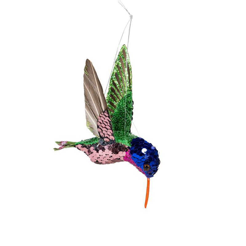 Pollinator Garden Hanging Decor Plastic Glitter Humingbird