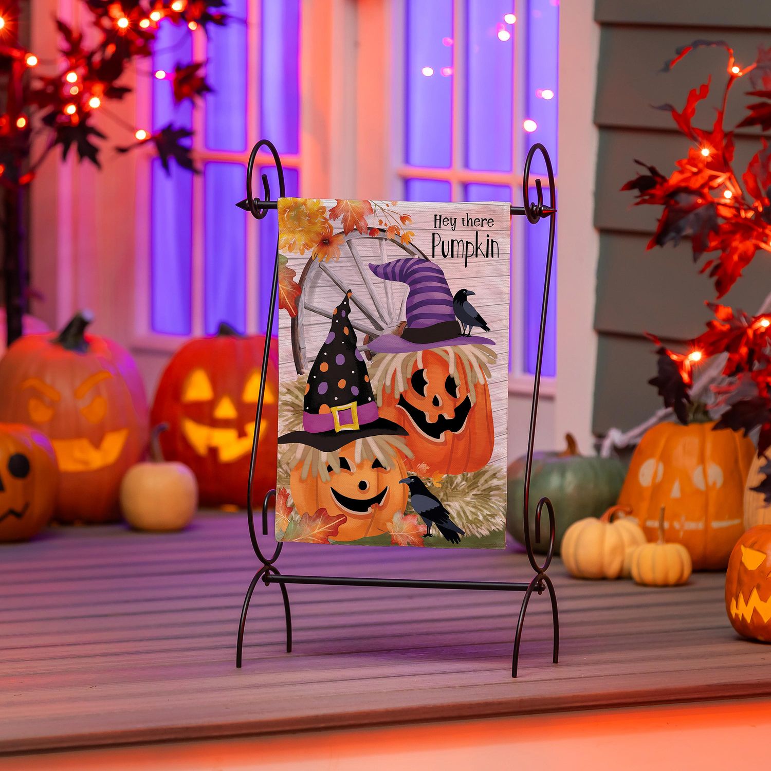 Couple Of Jacks Pumpkin Suede Garden Flag