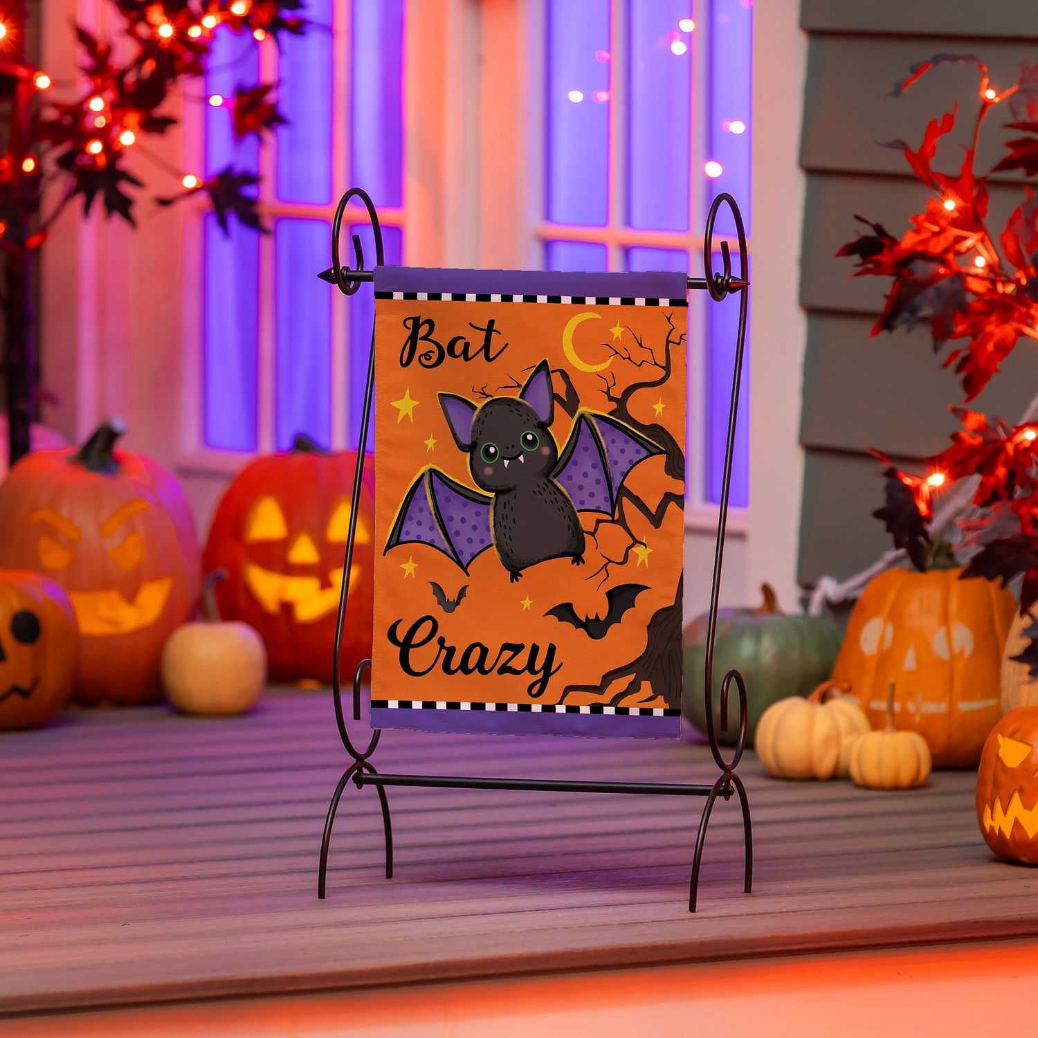 Gone Batty Applique Garden Flag