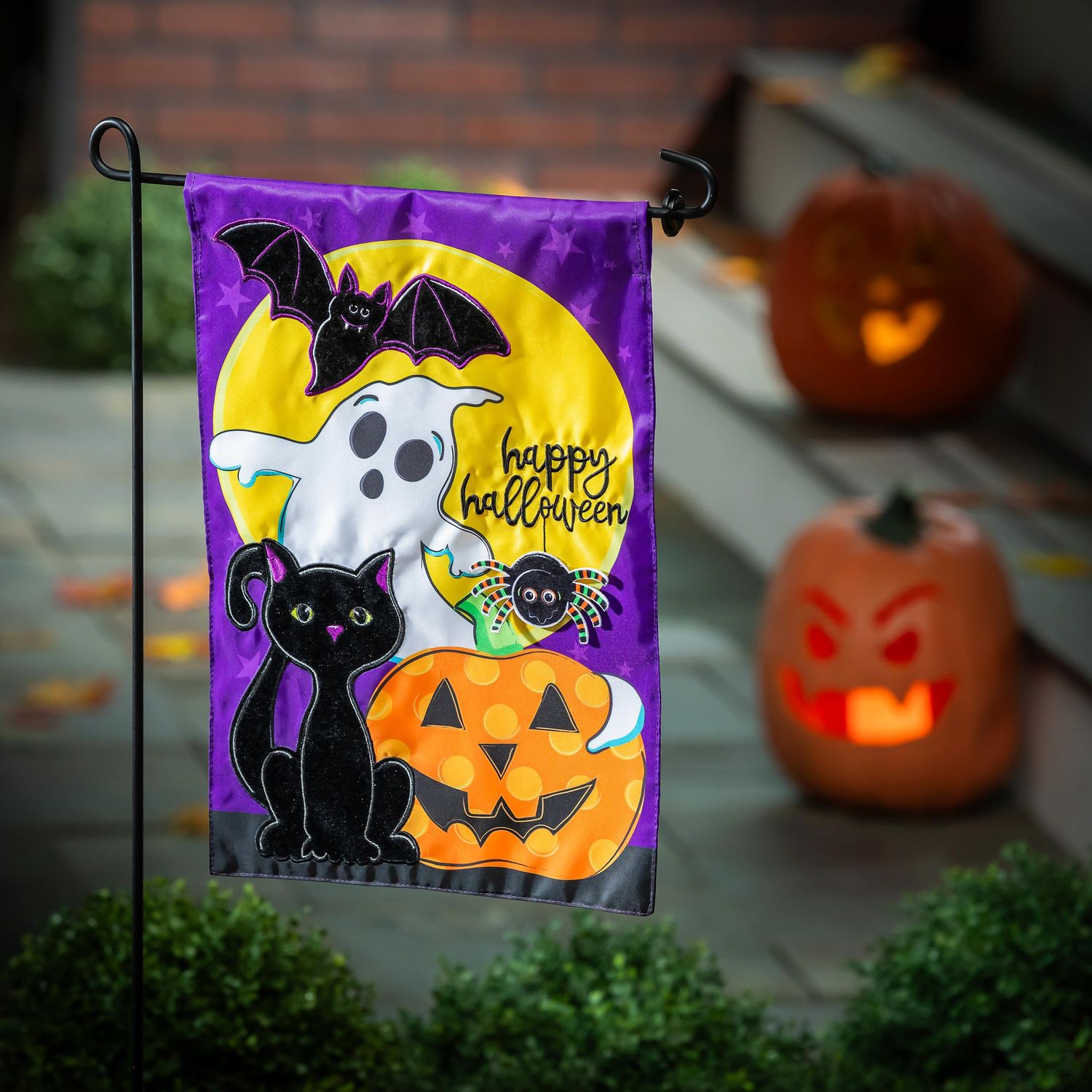 Halloween Friends Applique Garden Flag