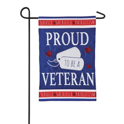 Proud Veteran Garden Applique Flag