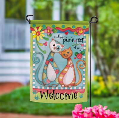Purr-fect Day Suede Garden Flag