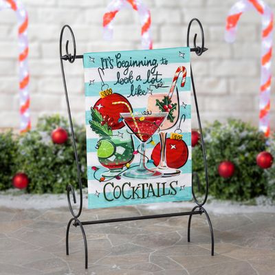 Christmas Cocktail Applique Garden Flag