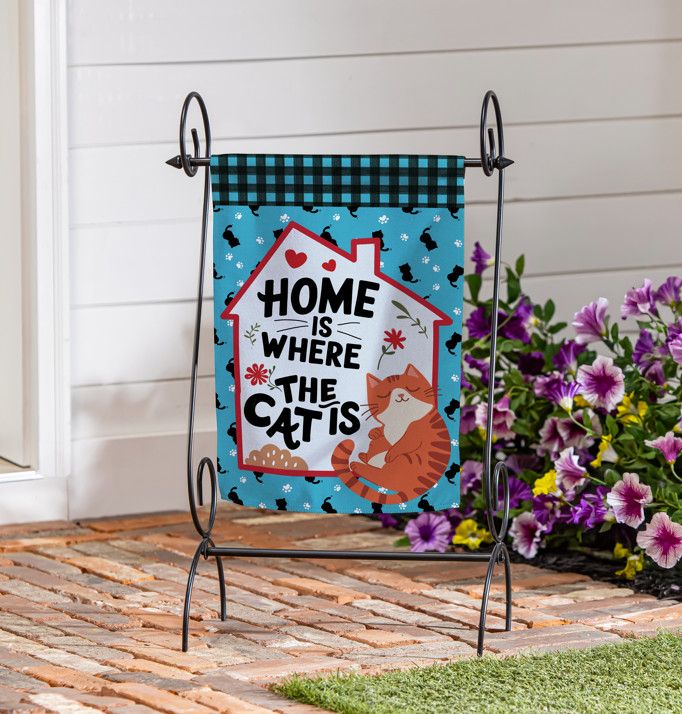Home Is Where The Cat Is Suede Garden Flag