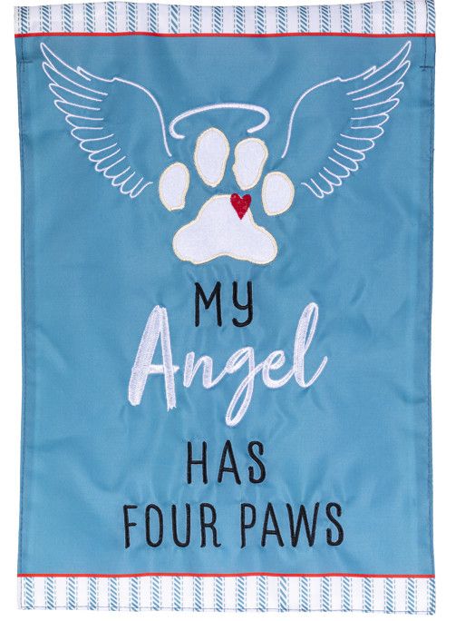 My Angel Has Four Paws Applique Garden Flag