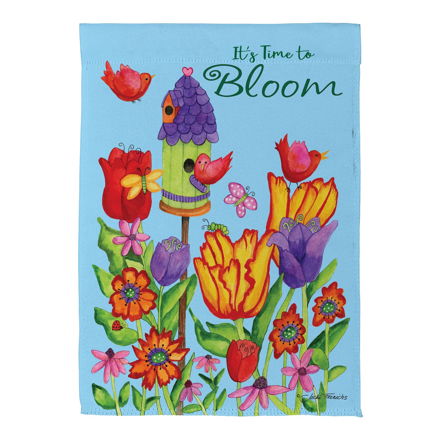 It&#39;s Time To Bloom Suede Garden Flag