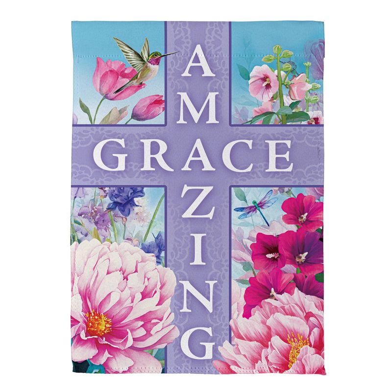Amazing Grace Cross Suede Garden Flag