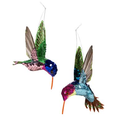 Pollinator Garden Hanging Decor Plastic Glitter Humingbird