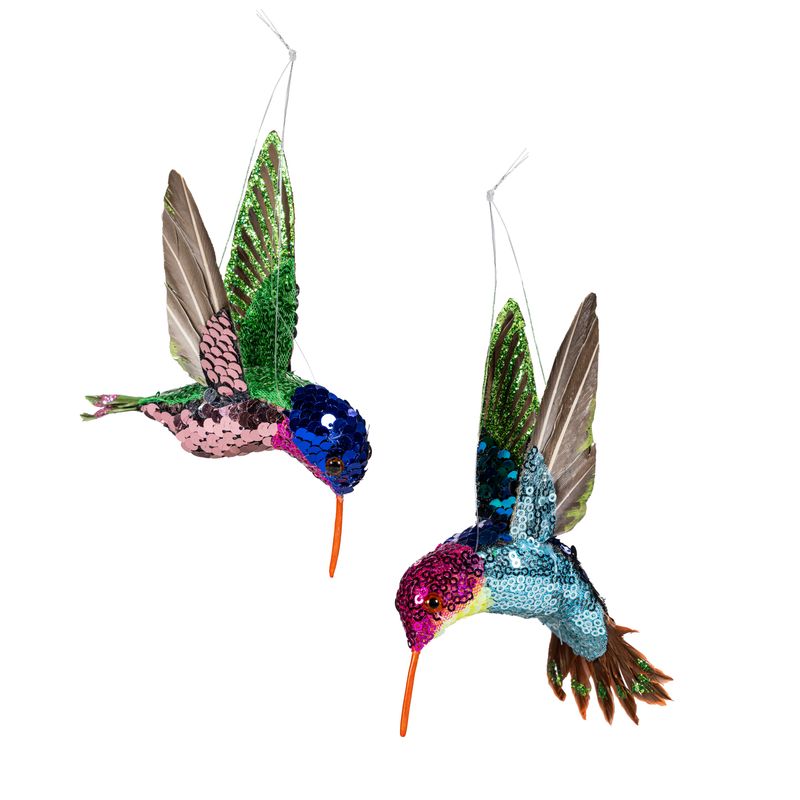 Pollinator Garden Hanging Decor Plastic Glitter Humingbird