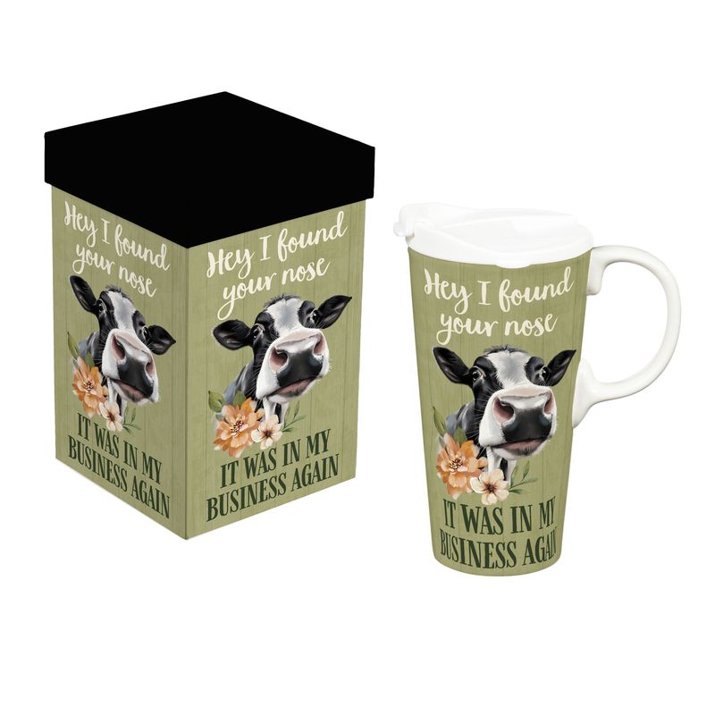 Petal &amp; Plow Ceramic Perfect Cup, Farm Cow Funny,
