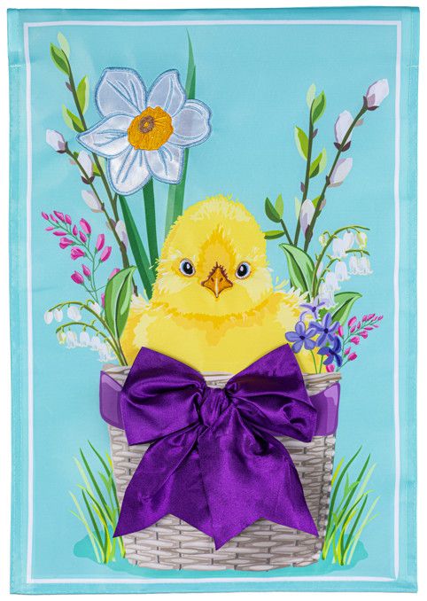 Easter Bow Basket Applique Garden Flag