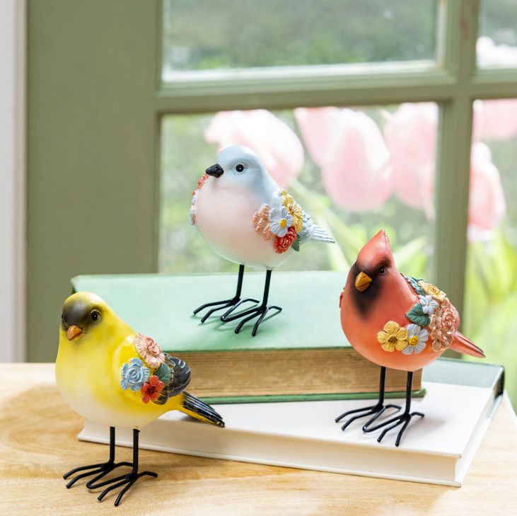 What She Shed Table Decor Resin Bird with Metal Fe