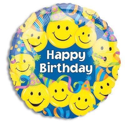 Happy Birthday Smiley Faces Foil Balloon