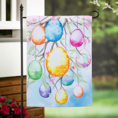 Bunny Blooms Egg Tree Suede Garden Flag