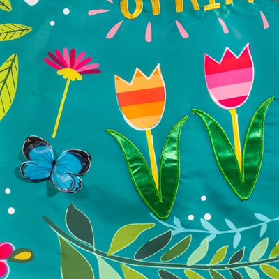 Welcome Spring Bunny Applique Garden Flag