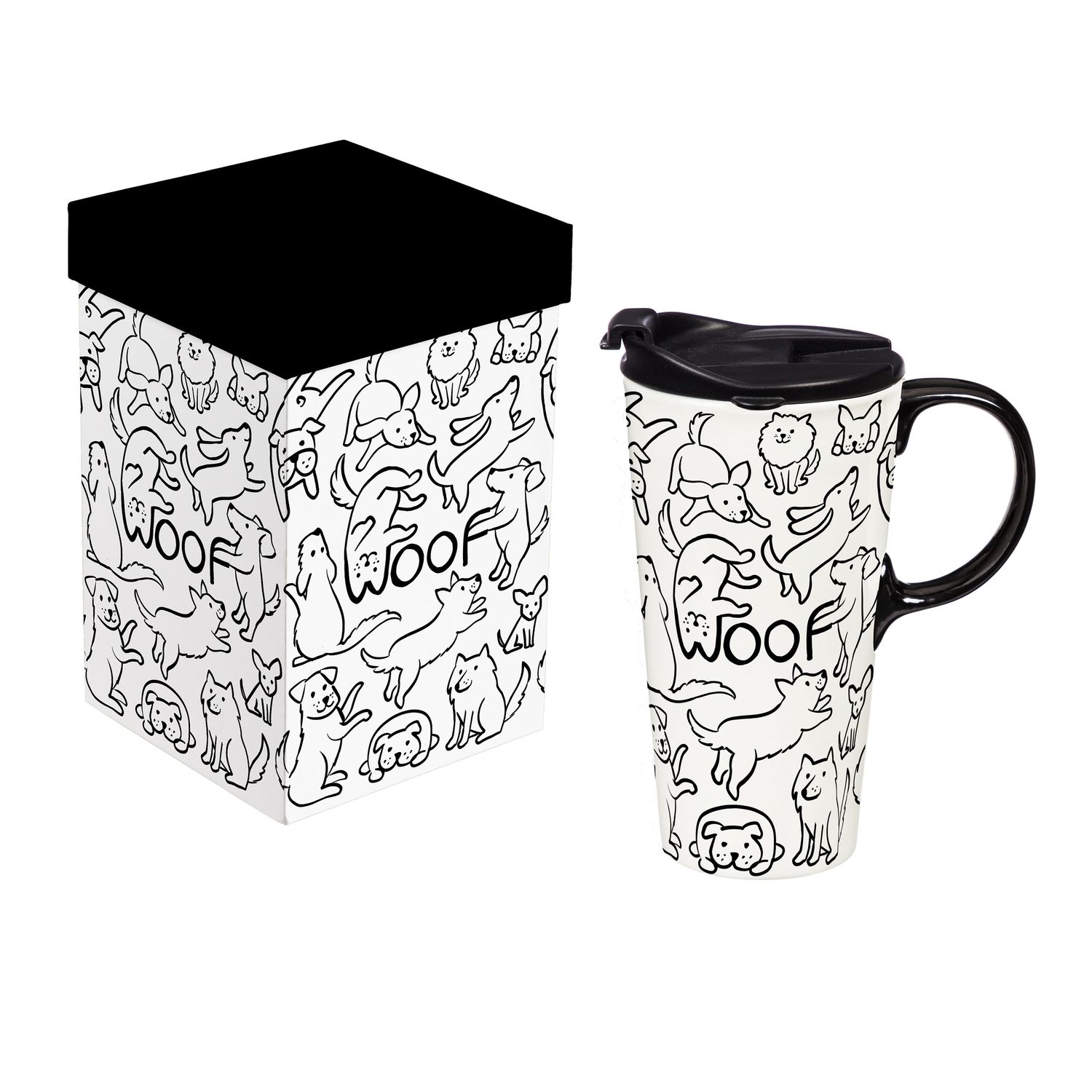 Pet Ceramic Perfect Cup, Woof Dog, 17oz, Gift Box