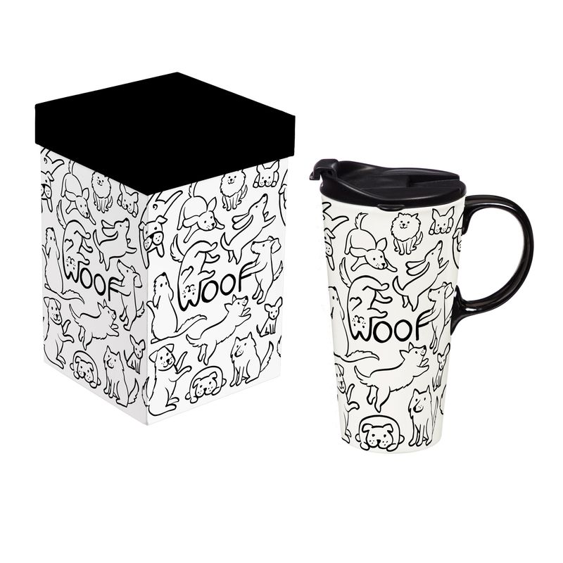 Pet Ceramic Perfect Cup, Woof Dog, 17oz, Gift Box