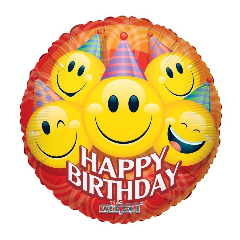 Happy Birthday Foil Balloon - Smile Emoji